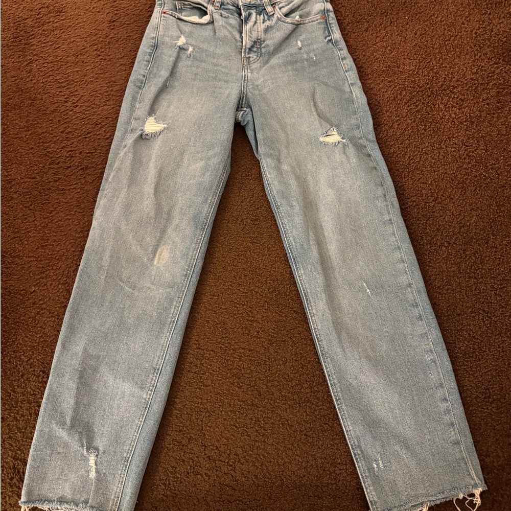 Old Navy Light Blue Distressed Straight Leg Jeans